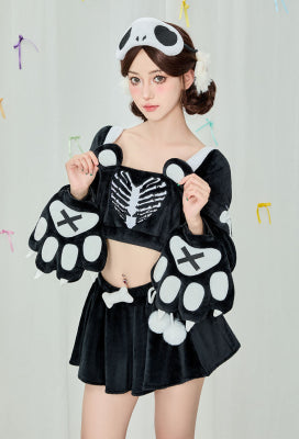 Micotaku Black and White Demon Dog Skull Plush Set - Women XL