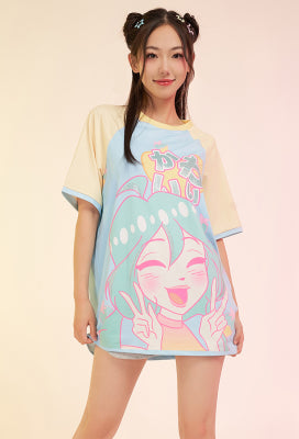 Officially Licensed Winx Club Costume Loungewear | Bloom Printed Short Sleeves Crew Neck T-shirt Dress - Women M