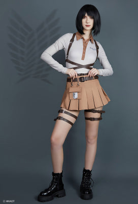 Official Licensed Attack on Titan Cosplay Survey Corps Polo+Skirt Set Costume - Women S