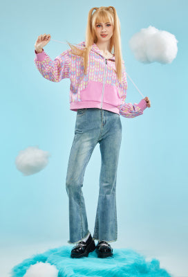 Officially Licensed Winx Club Zip-up Hoodie Adorable Pink Short-length Hoodie - Women L