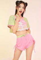 Officially Licensed Winx Club Costume | Women's Flora Printed T-shirt and Shorts with Choker Loungerwear - Women M