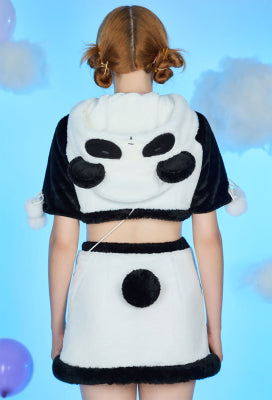 [Officially Licensed] Goodnight Pajamals x Micotaku Panda Yoyo Plush Paw Hoodie Skirt Set Daily Wear - Women L