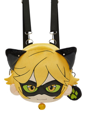 Officially Licensed Miraculous Cat Noir Anime Plush Backpack - One Size
