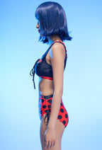 Officially Licensed Miraculous Ladybug Costume Bikini Set | Women's Red and Black Polka Dot Swimsuit - Women M