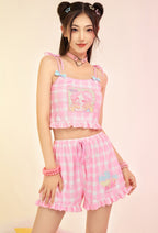 Officially Licensed Winx Club Flora Costume Women's Loungewear | Cami Top and Shorts with Choker Summer Two-Piece Pajamas Set - Women S