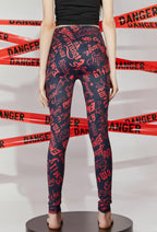 [Officially Licensed] Emily the Strange Micotaku Emily High Waist Leggings Stretchy Black Red Women - Women L