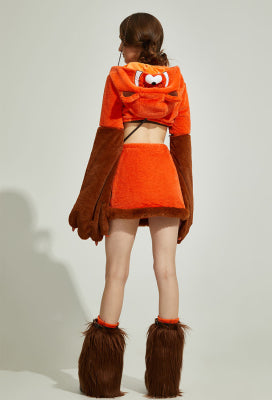 Micotaku Red Panda Paw Hoodie Skirt Set Daily Wear - Women S