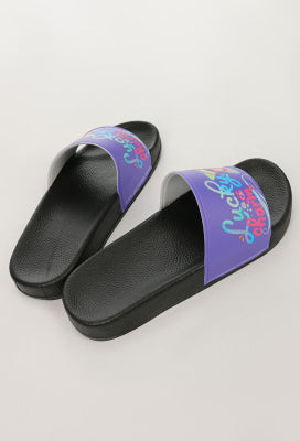 Officially Licensed Miraculous Ladybug Slides | Women's Black and Purple Aqua Print Sandals Non-Slip Shoes - US women 9