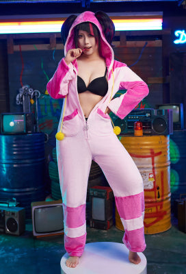 Officially Licensed Street Fighter 6 Juri Jumpsuit Costume Juri Plush Onesie Pajama Cosplay Costume - Women M