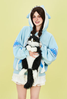 Micotaku Plush Simulated Cat Backpack Tuxedo Cat Black and White Cat Backpack Accessories - One Size