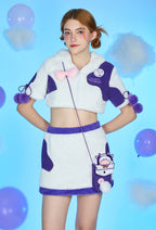 [Officially Licensed] Goodnight Pajamals x Micotaku Cow Momo Plush Paw Hoodie Skirt Set Daily Wear - Women S