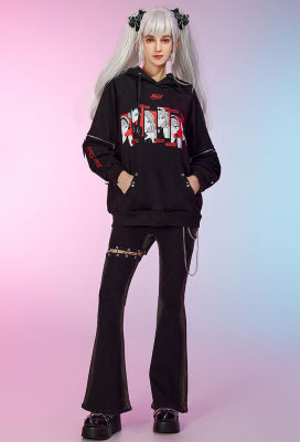 Officially Licensed Winx Club Winx Girls Print Hoodie Long Sleeved Black Daily Wear - S/M