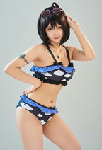 [Officially Licensed] Fluffy Cloud Women Dark Black Purple Cloud Ruffles Two Piece Swimsuit - Women M