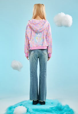 Officially Licensed Winx Club Zip-up Hoodie Adorable Pink Short-length Hoodie - Women S