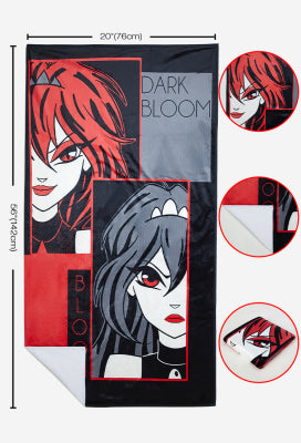Officially Licensed Winx Club Dark Bloom Beach Towel Red Black Color Lightweight Duo Bloom Print Towel - One Size