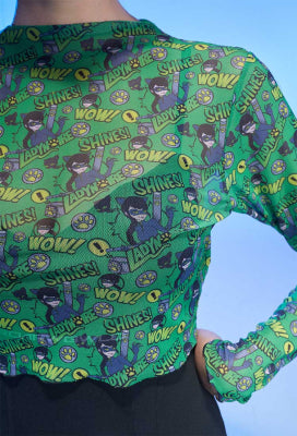 Officially Licensed Miraculous Cat Noir Print Beach Cover Up | Lady Noir Women's Long Sleeve Swimsuit Cover Up - Women XL