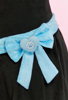 Micotaku Shark Hoodie Dress with Removable Bows & Embroidered Details - Women L