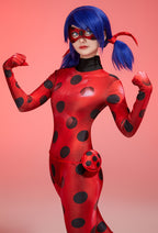 Officially Licensed Miraculous Ladybug Cosplay Costume Screen Print Jumpsuit for Halloween Costume - Women M