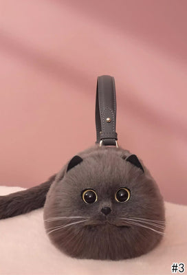 Multicolor Stylish Plush Cute Cat Bag Versatile Simulated Cat Shoulder Bag Large Size - #1