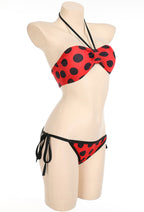 Officially Licensed Miraculous Ladybug Costume Bikini Set | Women's Red and Black Two-Piece Swimsuit - Women L