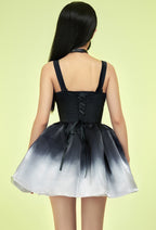 Sparkle Homecoming Prom Black Dress Women Ruffle Mesh Party Short Cocktail Dresses - Women M