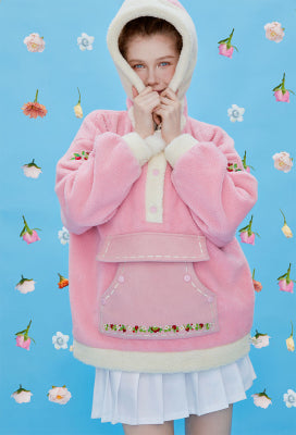 [Officially Licensed] Strawberry Shortcake × Micotaku Ice Cream Cone Hoodie - L/XL