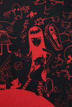 [Officially Licensed] Emily the Strange Beach Towel Red Black Bad Kitten Club Print Towel - L