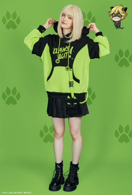 Officially Licensed Miraculous Cat Noir Hoodie Set | Long Sleeve Pullover Sweatshirt for Fall - L/XL