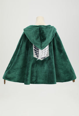Official Licensed Attack on Titan Survey Corps Plush Cloak with Wings of Freedom - S/M