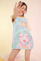 Officially Licensed Winx Club Costume Loungewear | Bloom Printed Short Sleeves Crew Neck T-shirt Dress - Women S