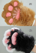 Micotaku Fluffy Furry Costume Paw Gloves Cute Plush Cat Paw Gloves - #1