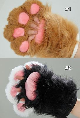 Micotaku Fluffy Furry Costume Paw Gloves Cute Plush Cat Paw Gloves - #1