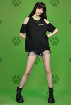 Officially Licensed Miraculous Cat Noir Costume 'Claws Out' Printed T-Shirt Daily Wear - Women L