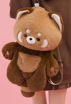 Micotaku Faux Fur Red Panda Bag Cute Plush Backpack - One Size