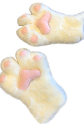 Micotaku Fluffy Animal Costume Paws Cute Plush Cat Paw Gloves - One Size