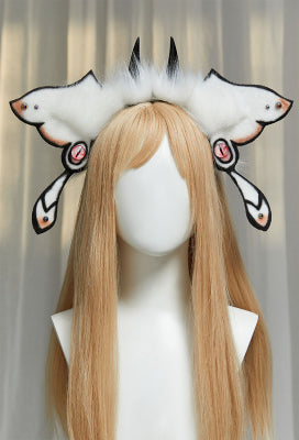 Horn & Ears Furry Headband | White Demon Fox Style - One Size