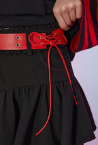 Officially Licensed Winx Club Women's Mini Skirt Y2K High Waist Black Uneven Ruching Skirt with Belt - Women S