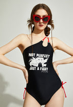 Officially Licensed Winx Club Bloom Costume Not Perfect Just A Fairy Black One Piece Swimsuit With Red Straps - Women S