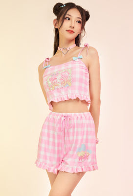 Officially Licensed Winx Club Flora Costume Women's Loungewear | Cami Top and Shorts with Choker Summer Two-Piece Pajamas Set - Women L