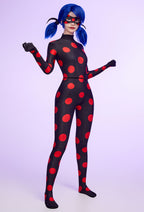 Officially Licensed Miraculous Ladybug Miss Fortune Cosplay Costume | Dark Ladybug Marinette Bodysuit for Halloween Costume - Women S