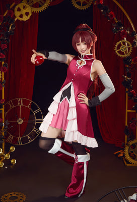 Officially Licensed Puella Magi Madoka Magica Costume Kyoko Sakura Cosplay Battle Dress Set - Women L