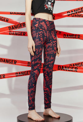 [Officially Licensed] Emily the Strange Micotaku Emily High Waist Leggings Stretchy Black Red Women - Women S