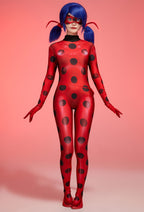 Officially Licensed Miraculous Ladybug Cosplay Costume Screen Print Jumpsuit for Halloween Costume - Women L