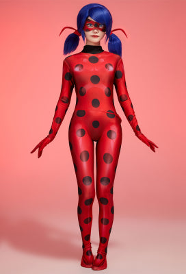 Officially Licensed Miraculous Ladybug Cosplay Costume Screen Print Jumpsuit for Halloween Costume - Women L
