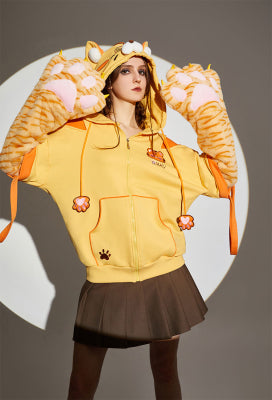 Micotaku Dizzy Tiger Paw Hoodie Unisex Hoodie Daily Wear - L/XL