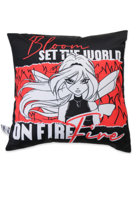 Officially Licensed Winx Club Set The World on Fire Bloom Black Print Throw Pillow Covers - One Size