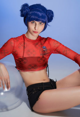 Officially Licensed Miraculous Ladybug Print Beach Cover Up | Women's Long Sleeve Swimsuit Cover Up - Women M