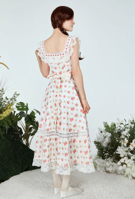 Officially Licensed Strawberry Shortcake × Micotaku Women Midi Dress Daily Wear - Women S