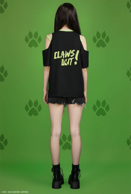 Officially Licensed Miraculous Cat Noir Costume 'Claws Out' Printed T-Shirt Daily Wear - Women XL