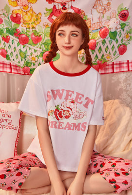 [Officially Licensed] Strawberry Shortcake x Micotaku Strawberry Tart Loungewear Pants And Top Set - Women S